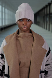 Grey beige extra fine merino beanie