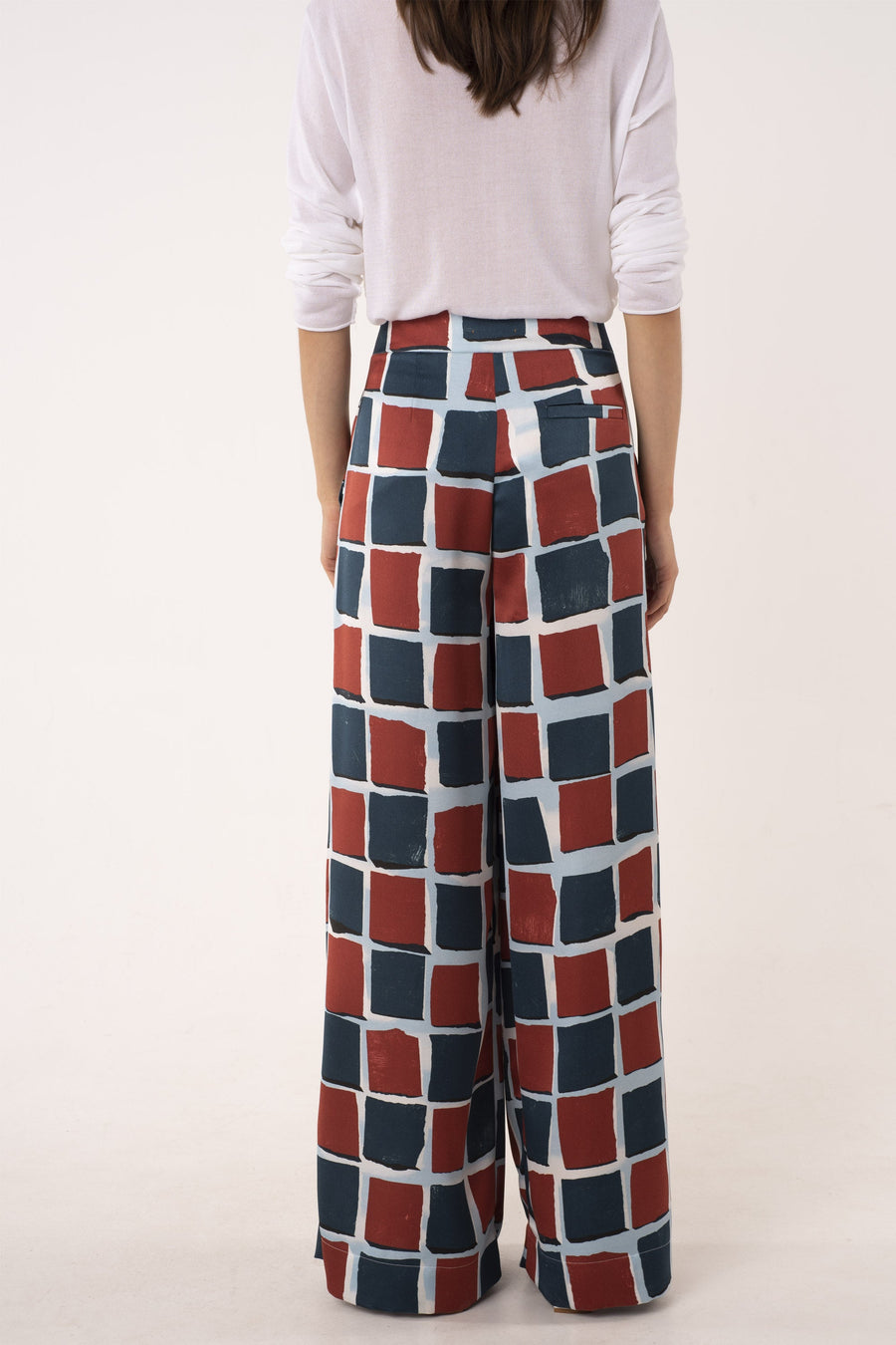 Printed satin wide leg pants