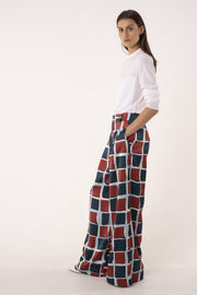 Printed satin wide leg pants