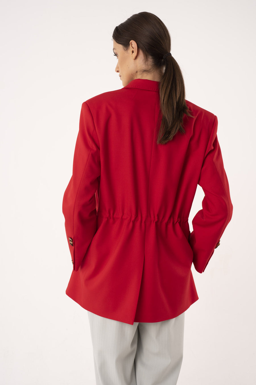 Ruby red wool adjustable blazer