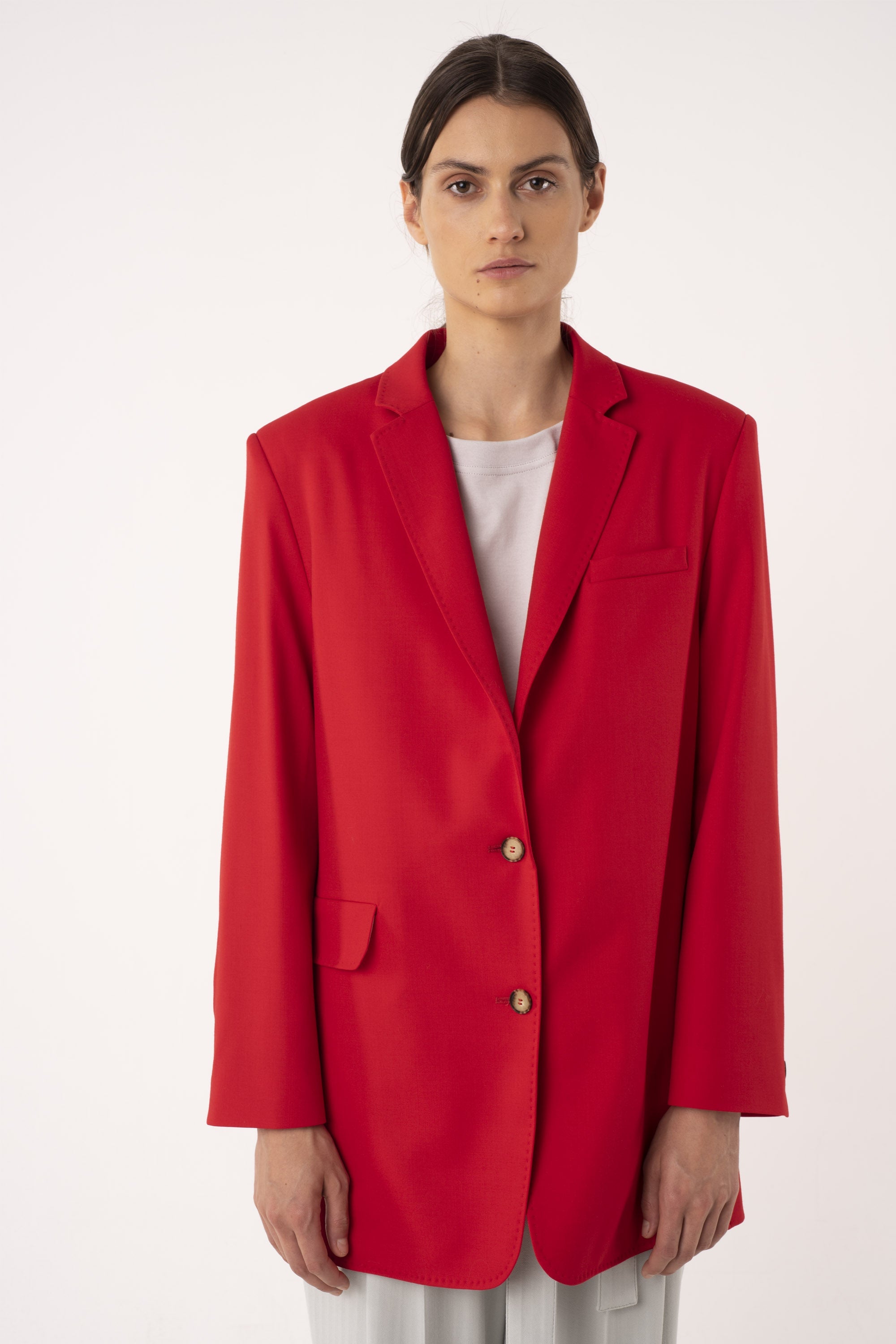 Ruby red wool adjustable blazer