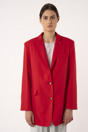 Ruby red wool adjustable blazer