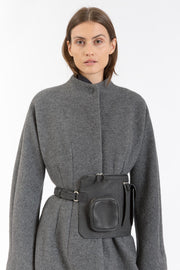 Black leather belt bag