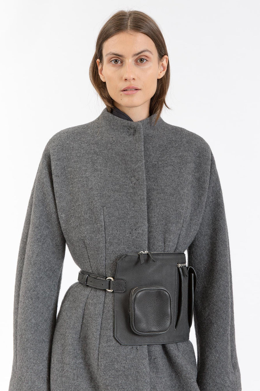 Black leather belt bag