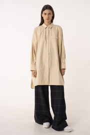 Egg shell luxury cotton open back shirt
