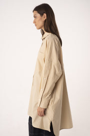 Egg shell luxury cotton open back shirt