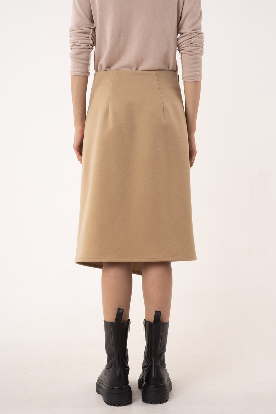 Oatmeal cashmere asymmetric skirt