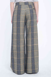 Widow pane wool suiting wide leg pants