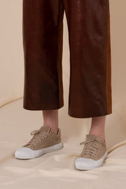 Mouton beige split calf suede leather sneakers