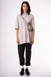 Grey leather belt bag