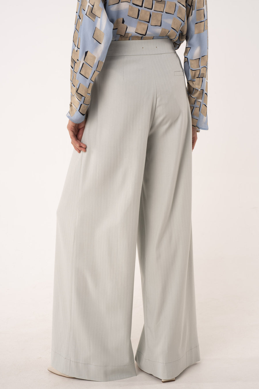 Sage viscose&wool high waisted wide pants