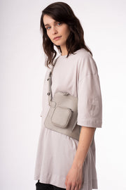 Grey leather belt bag