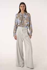 Sage viscose&wool high waisted wide pants