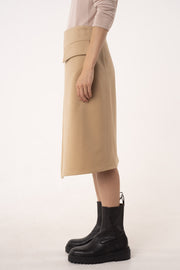 Oatmeal cashmere asymmetric skirt