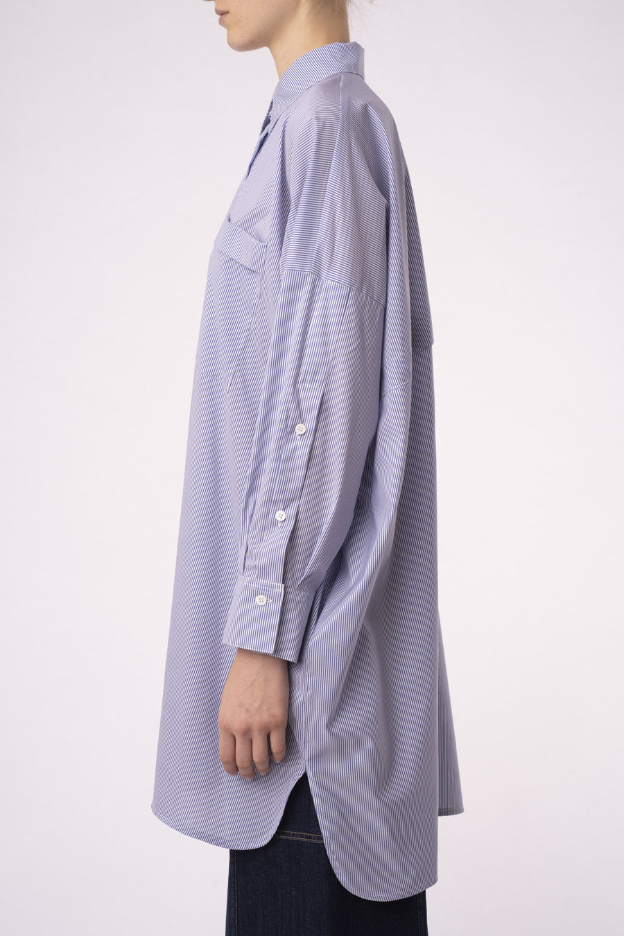 Striped luxury cotton open back shirt