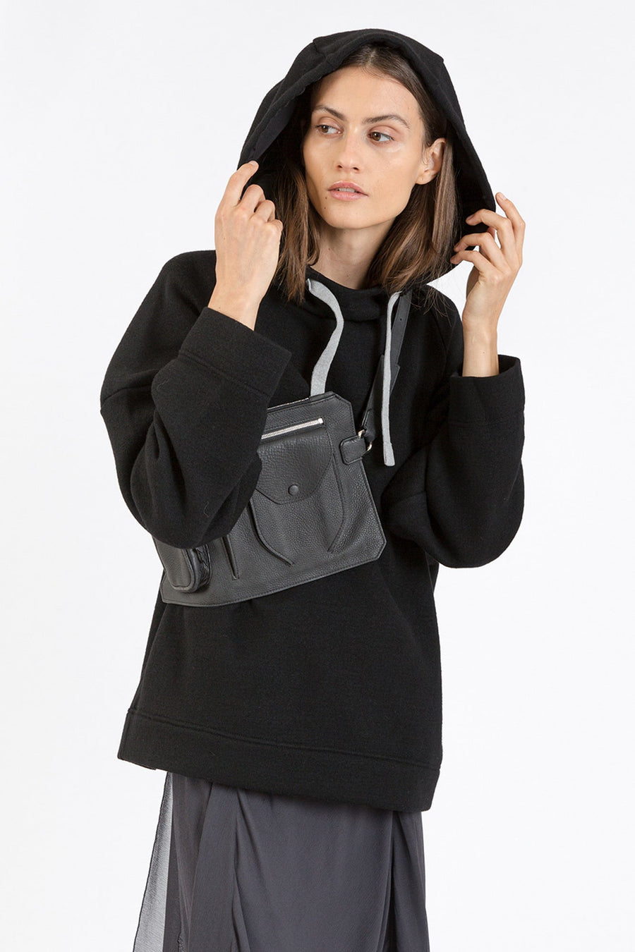 Black leather belt bag