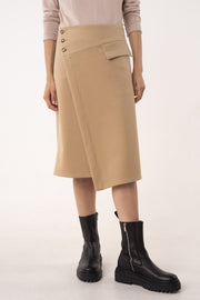 Oatmeal cashmere asymmetric skirt