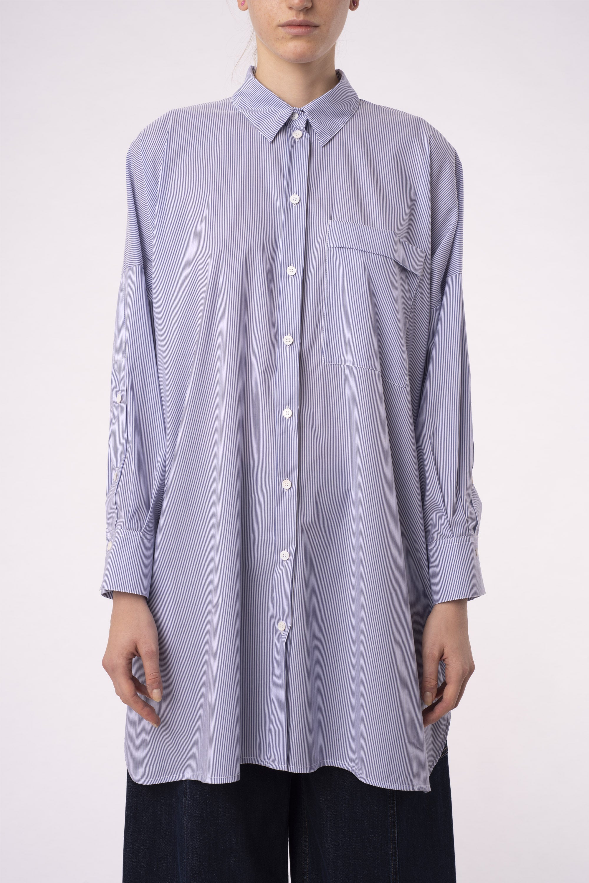 Striped luxury cotton open back shirt