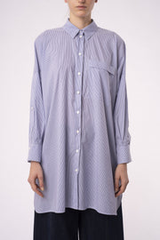 Striped luxury cotton open back shirt