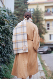 Beige&grey alpaca plaid scarf