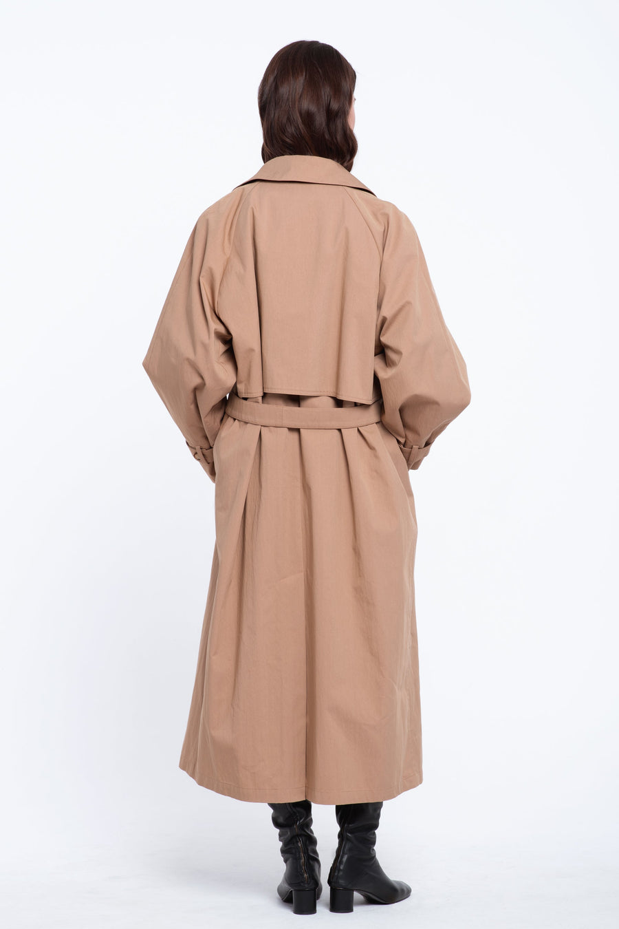 Beige cotton twill trench coat