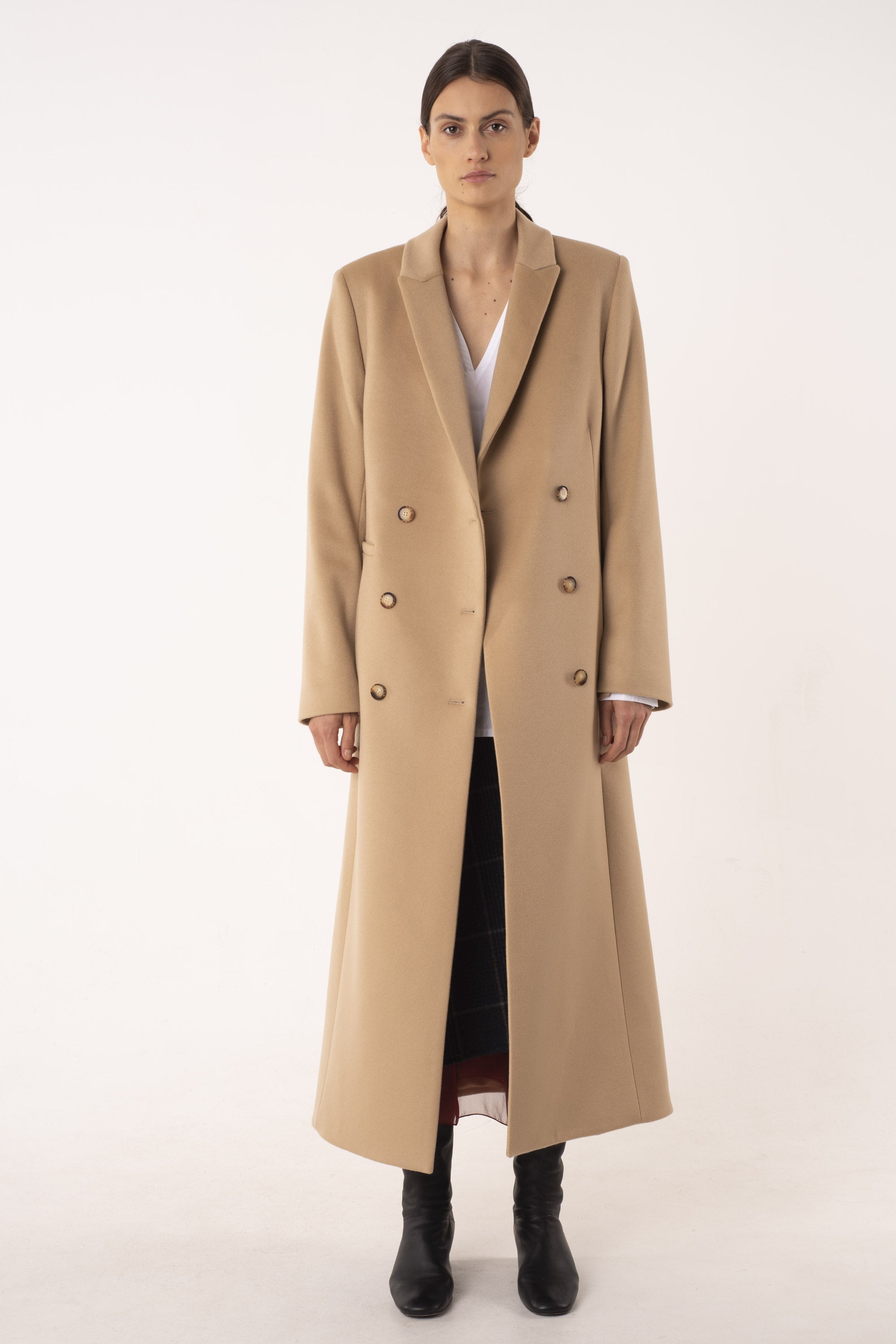 Oatmeal wool and cashmere tailored coat