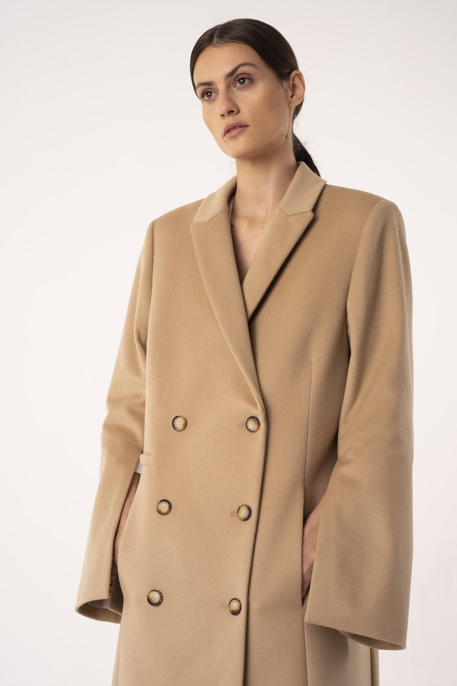 Oatmeal wool and cashmere tailored coat