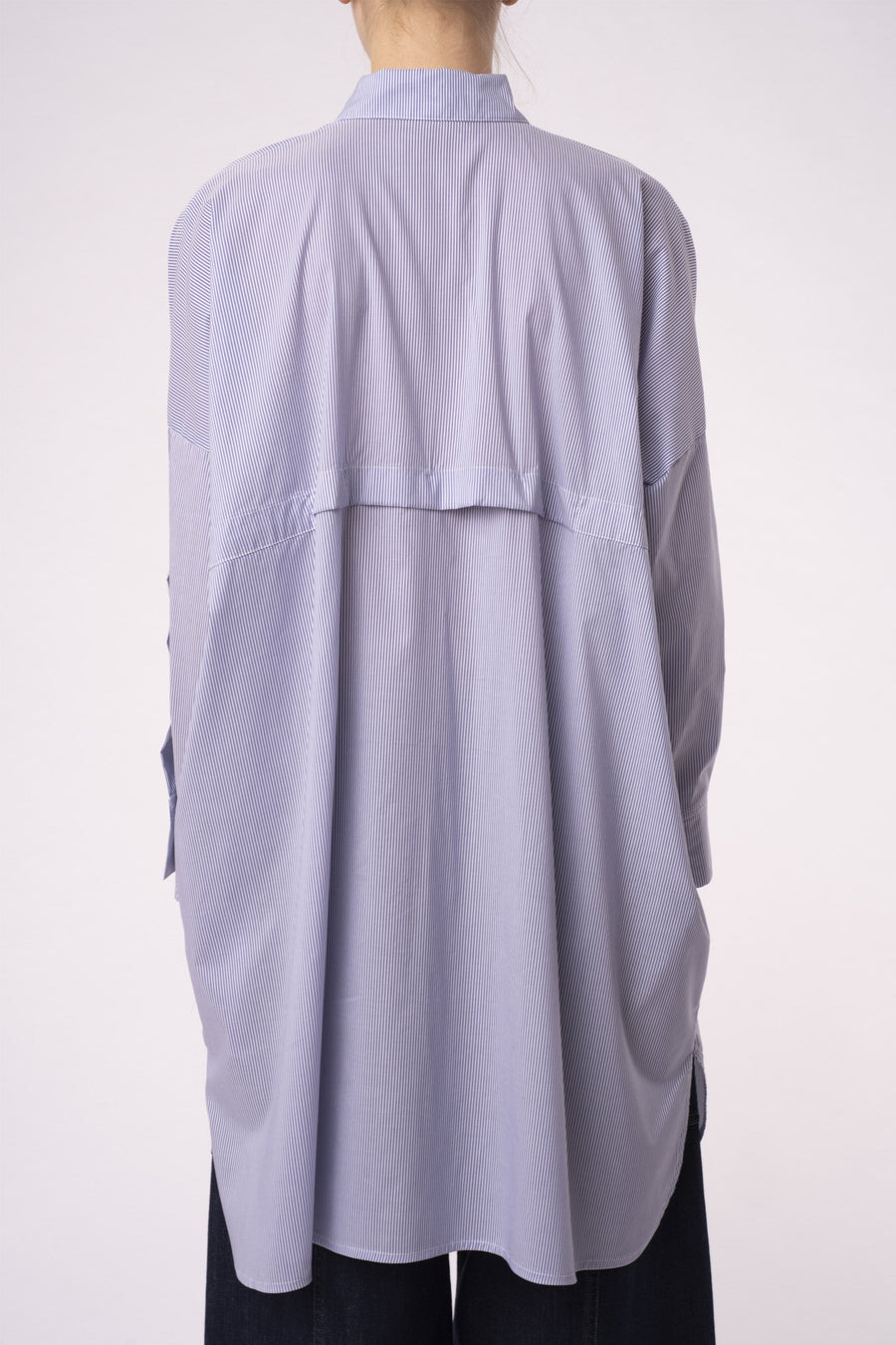 Striped luxury cotton open back shirt