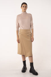 Oatmeal cashmere asymmetric skirt