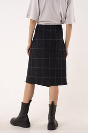 Dark blue wool asymmetric skirt