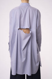 Striped luxury cotton open back shirt