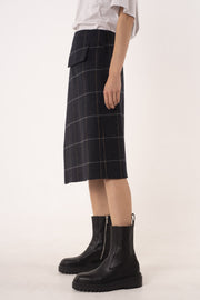 Dark blue wool asymmetric skirt