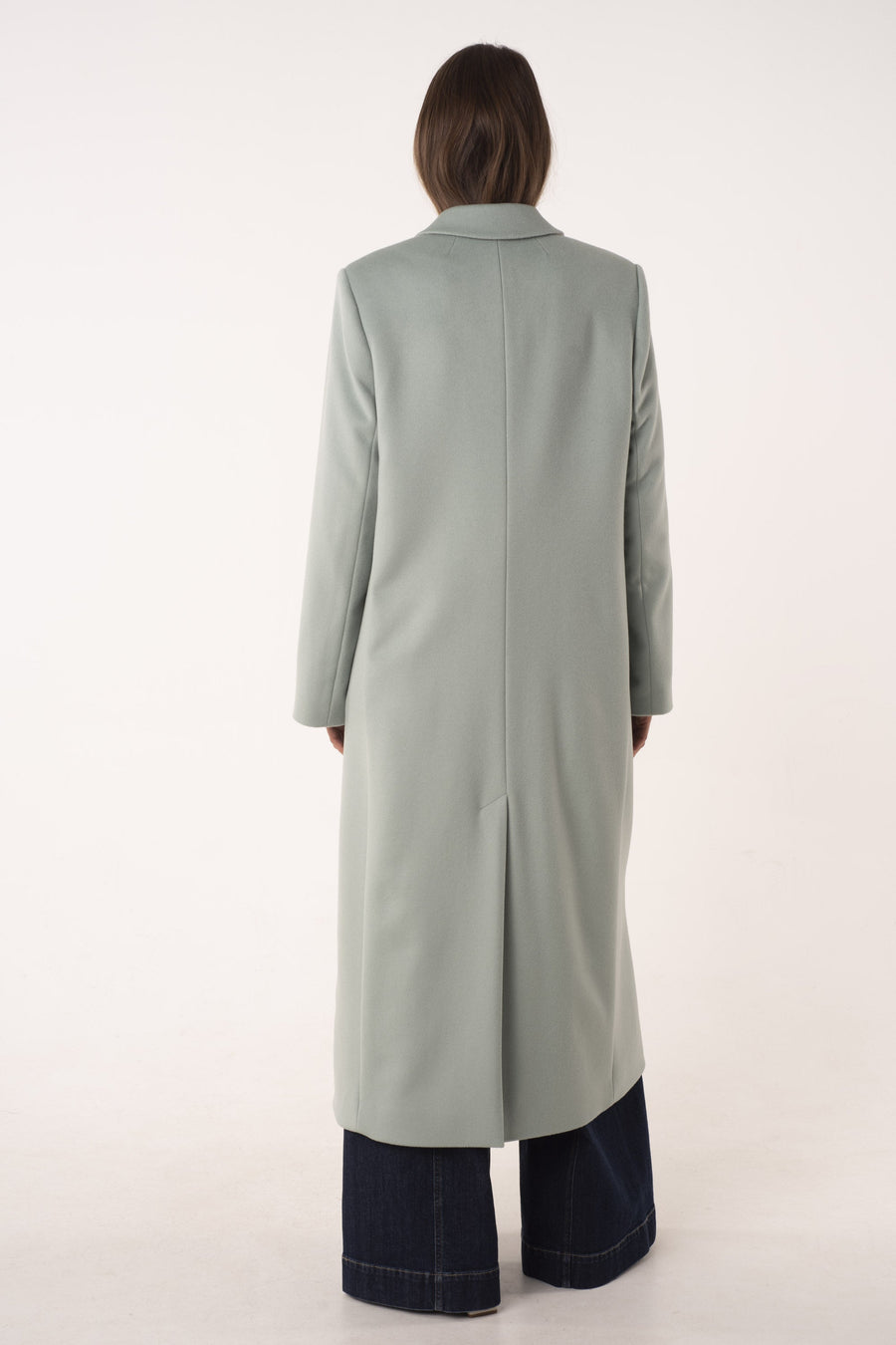 Sage wool and cashmere tailored coat