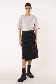 Dark blue wool asymmetric skirt