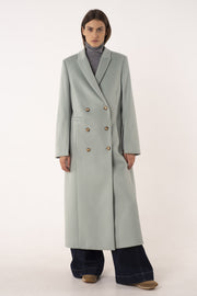 Sage wool and cashmere tailored coat
