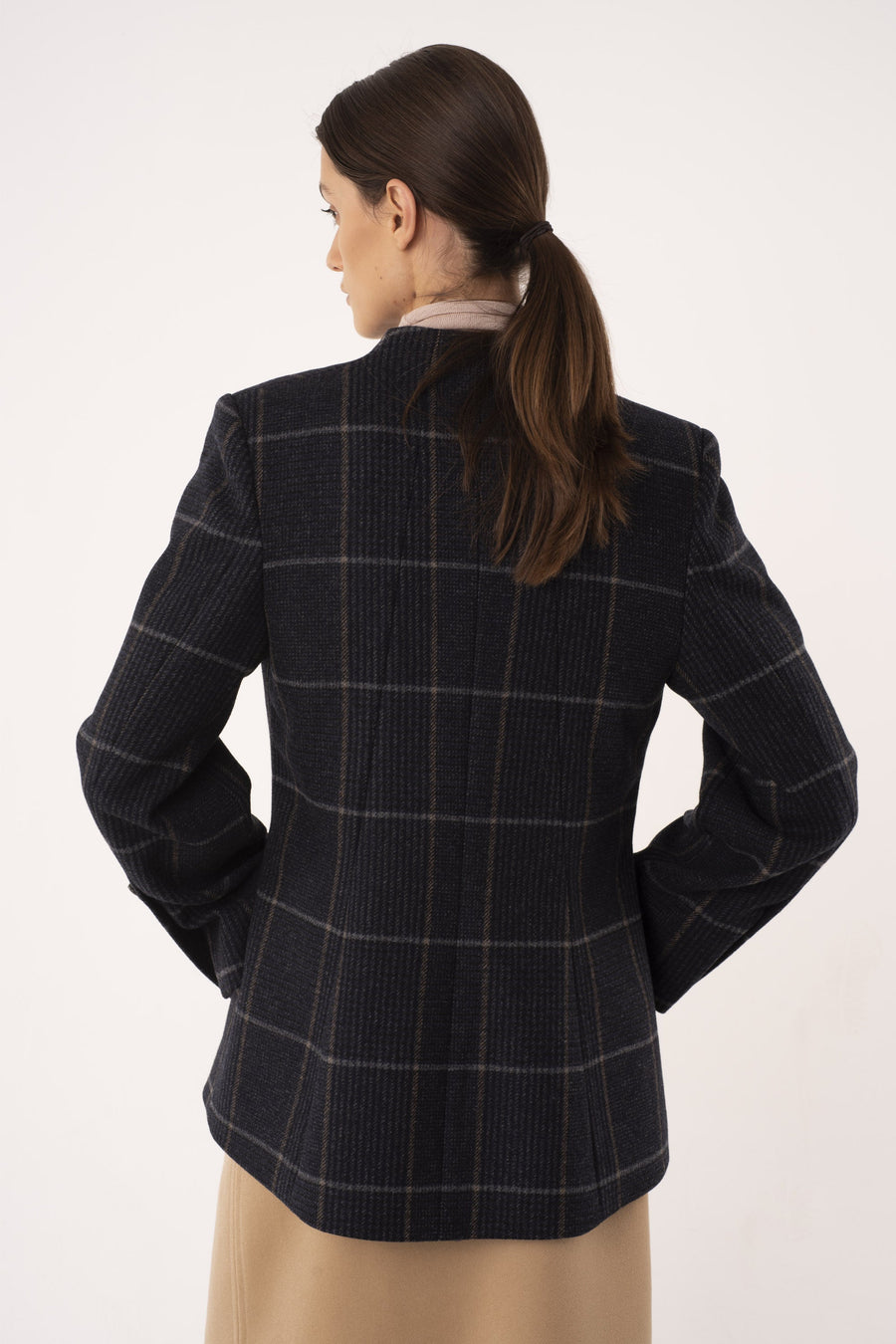 Dark blue wool widow pane jacket