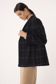 Dark blue wool widow pane jacket