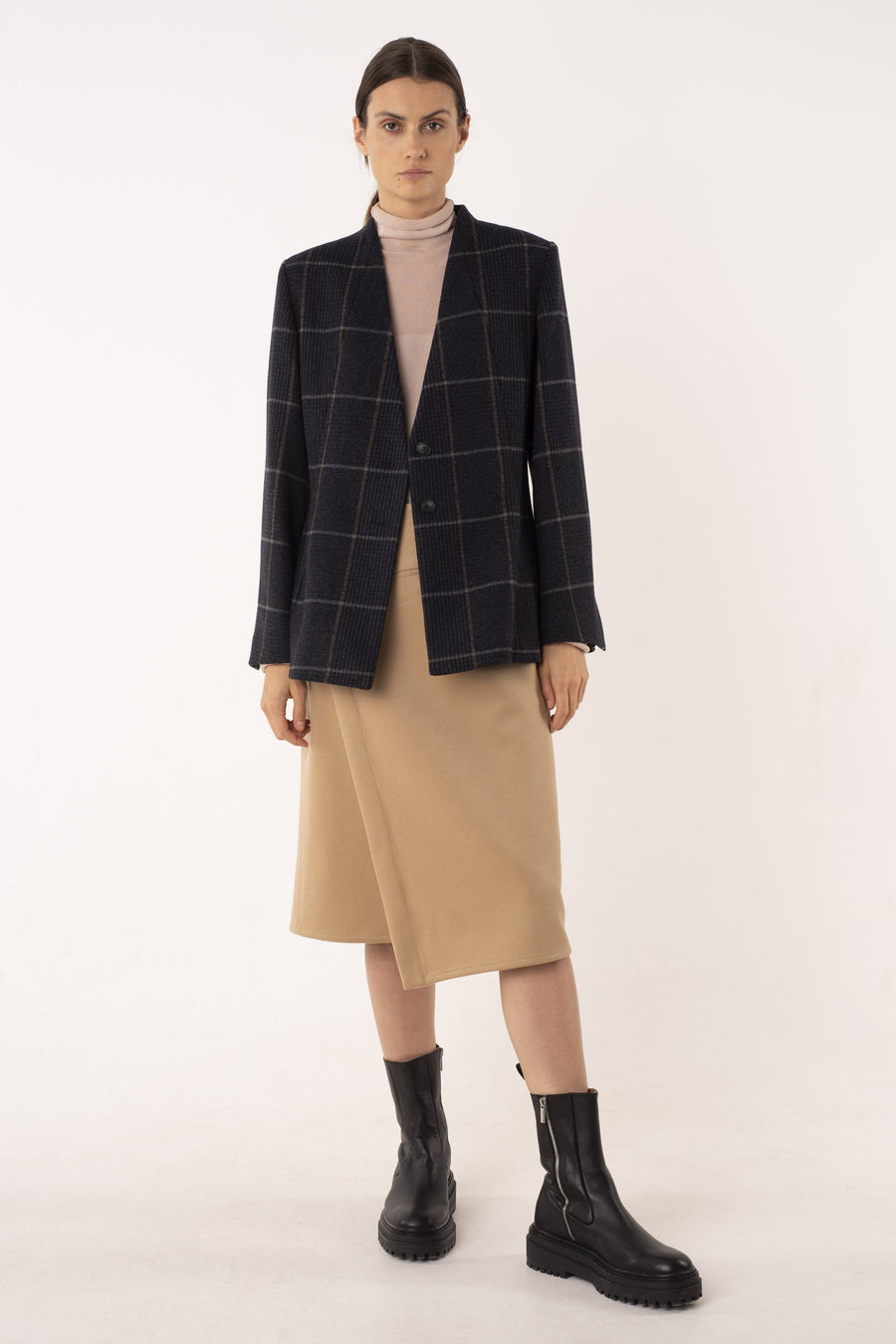 Dark blue wool widow pane jacket