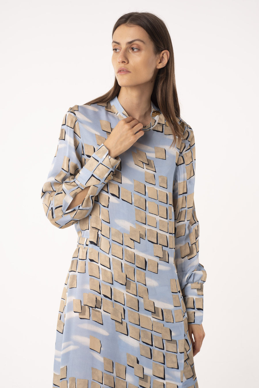 Powder blue printed wrap dress