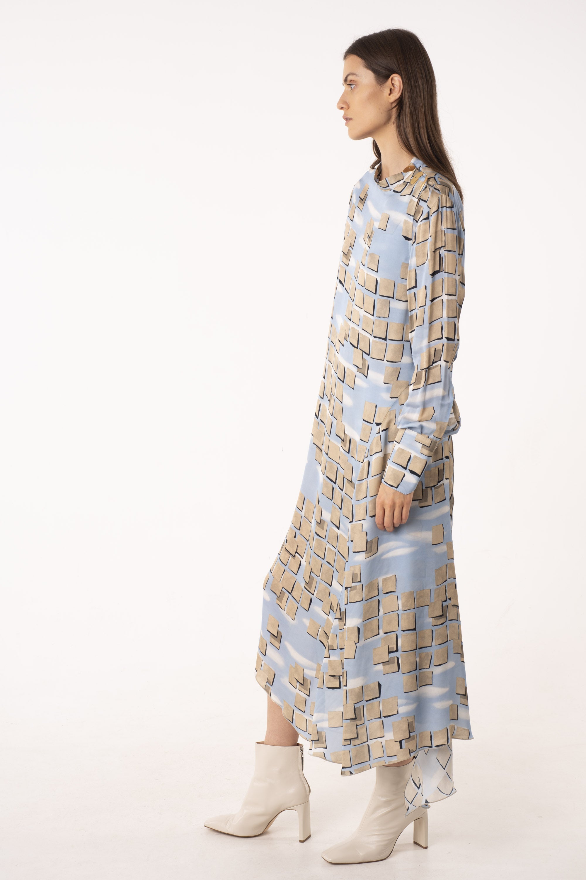 Powder blue printed wrap dress