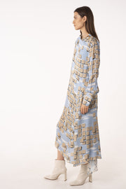 Powder blue printed wrap dress