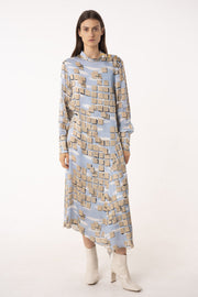 Powder blue printed wrap dress