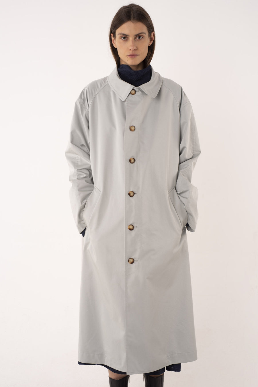 Sage cotton reversible trench coat