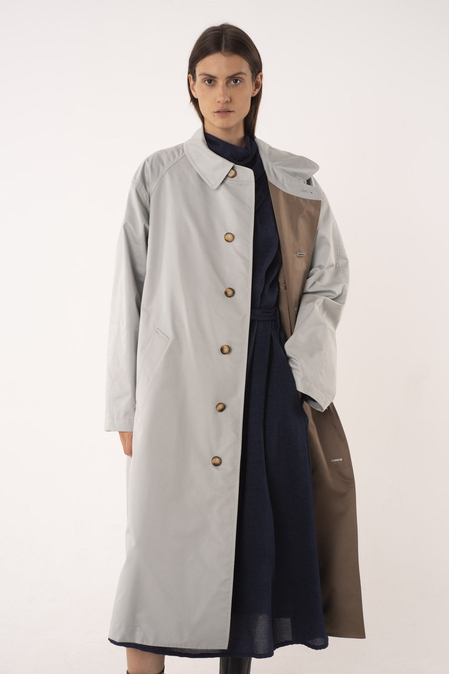 Sage cotton reversible trench coat