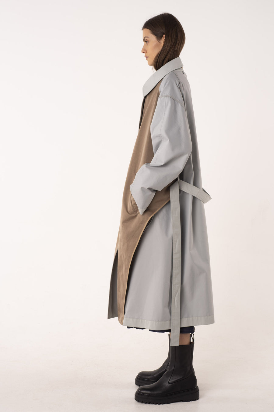 Sage cotton reversible trench coat