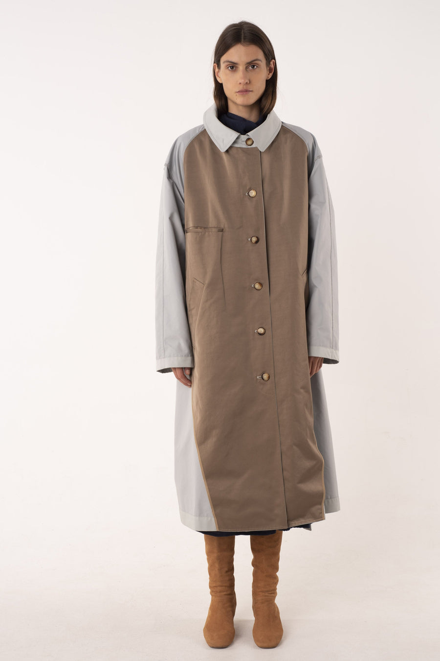 Sage cotton reversible trench coat