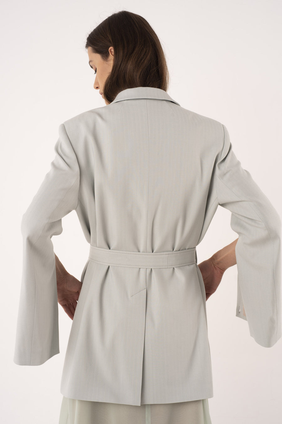 Sage viscose&wool belted jacket