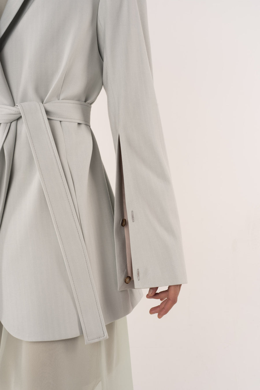 Sage viscose&wool belted jacket