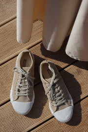 Mouton beige split calf suede leather sneakers
