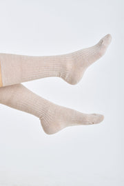 Beige melange linen socks